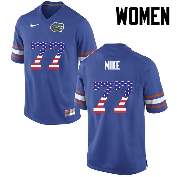 NCAA Florida Gators Andrew Mike Women's #77 USA Flag Fashion Nike Blue Stitched Authentic College Football Jersey AWN4864MU